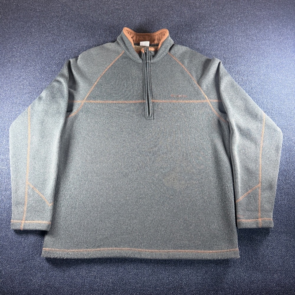 Columbia Mens XL Gray Quarter Zip Fleece Pullover Sherpa Lined Collar Hiking